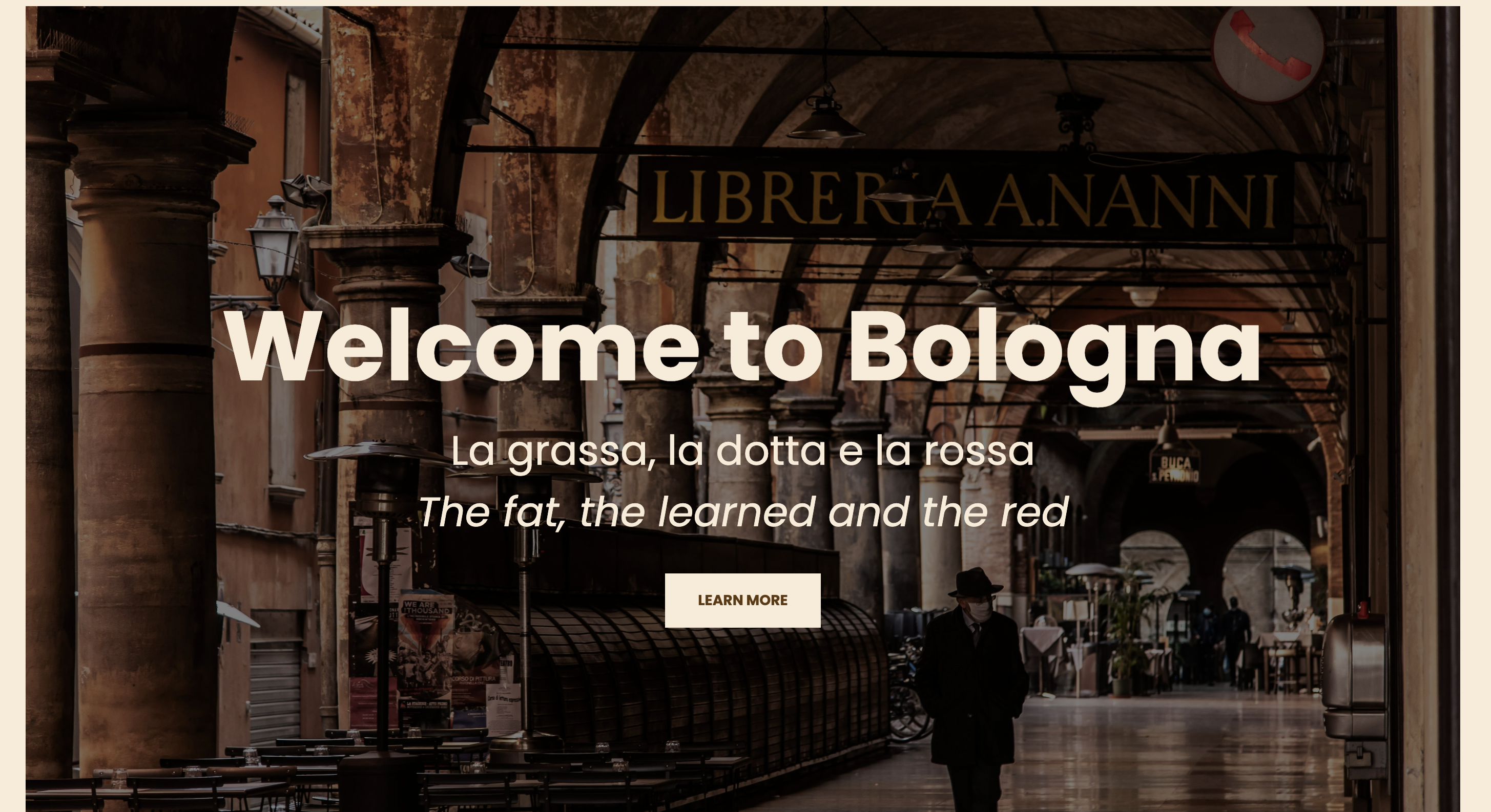 image of bologna travel webpage